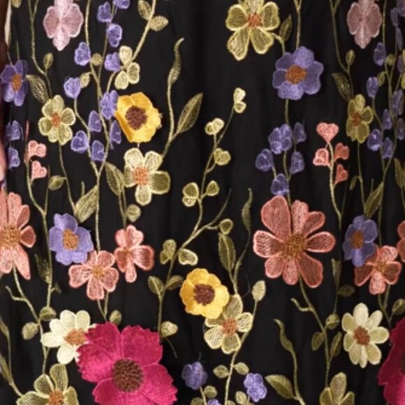 Lulus Thriving Poise Black 3D Floral Embroidered Tie-Strap Maxi Dress Size Small - Picture 7 of 10